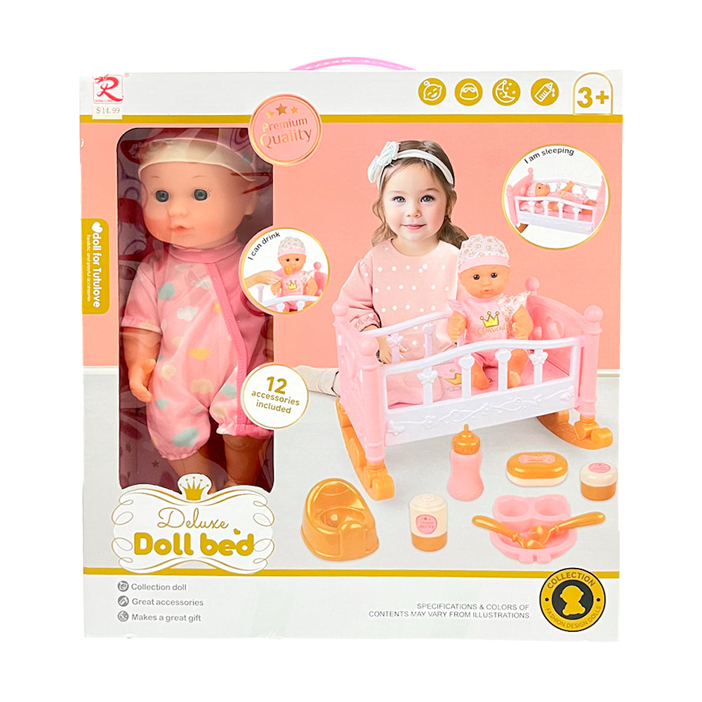 Muñeca Bebé 12" con Cama / Ronlong