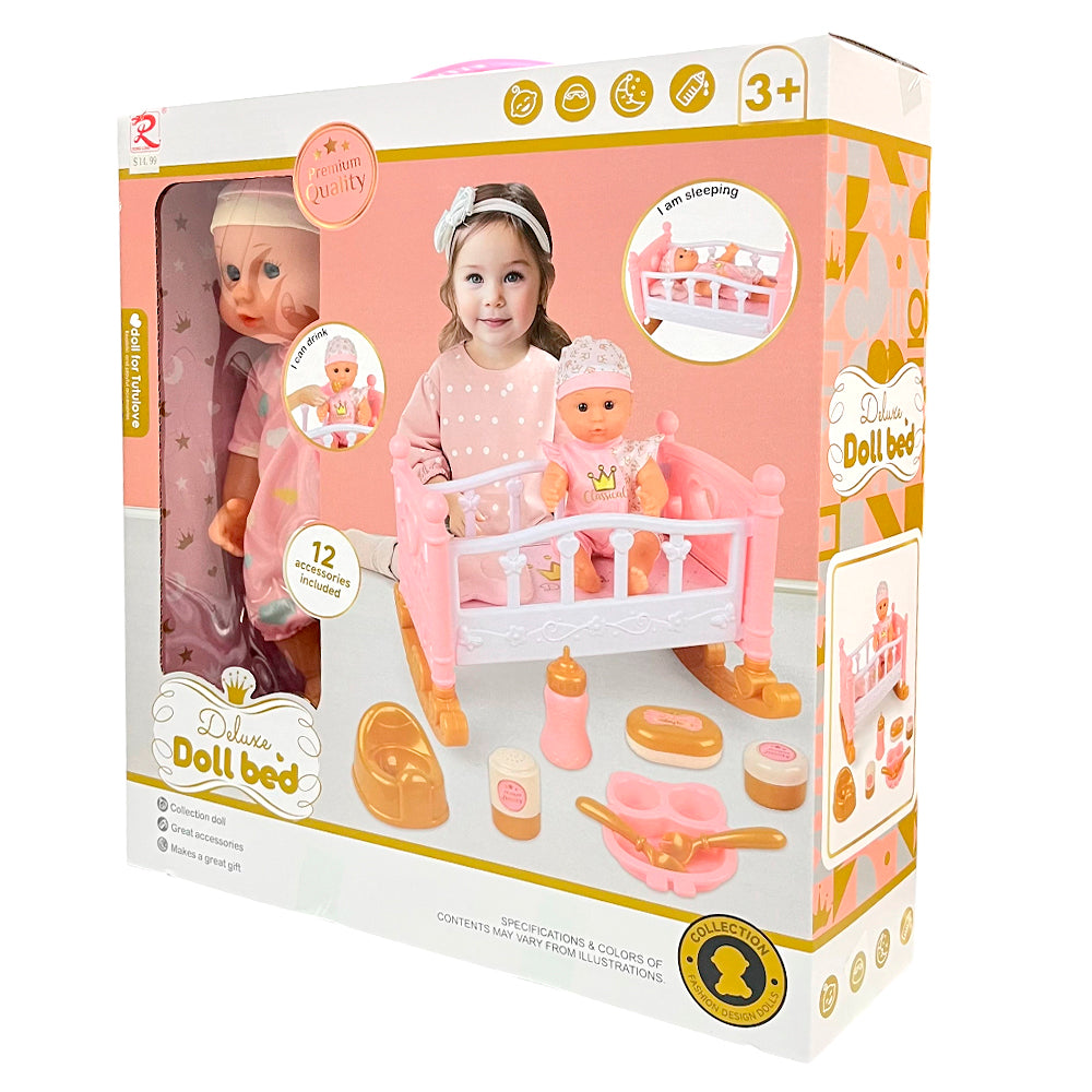 Muñeca Bebé 12" con Cama / Ronlong