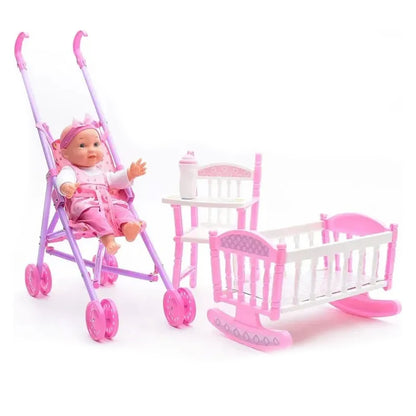 Muñeca Bebé con Cuna - Silla - Coche / Star Toys