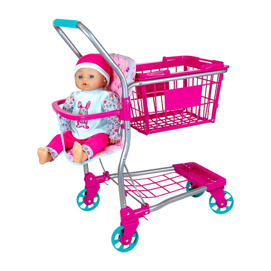 Muñeca Bebé 36 cm con Carro de Compras / Lissi