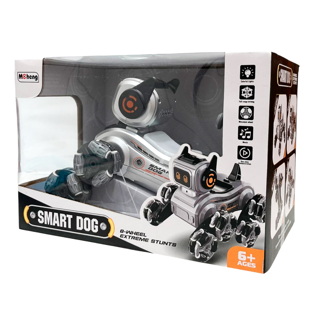 Robot perro con control remoto y 8 ruedas