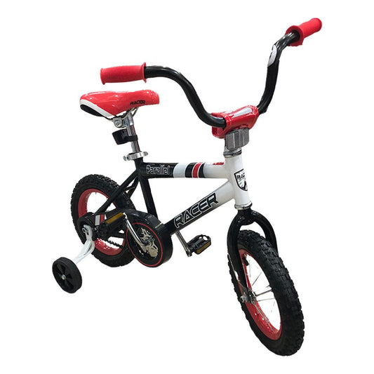 Bicicleta Deluxe Racer Negro con Rojo Neón de 12"