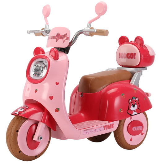 Moto Recargable Rosa-Rojo 6V