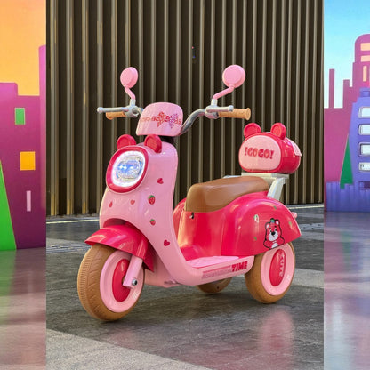 Moto Recargable Rosa-Rojo 6V