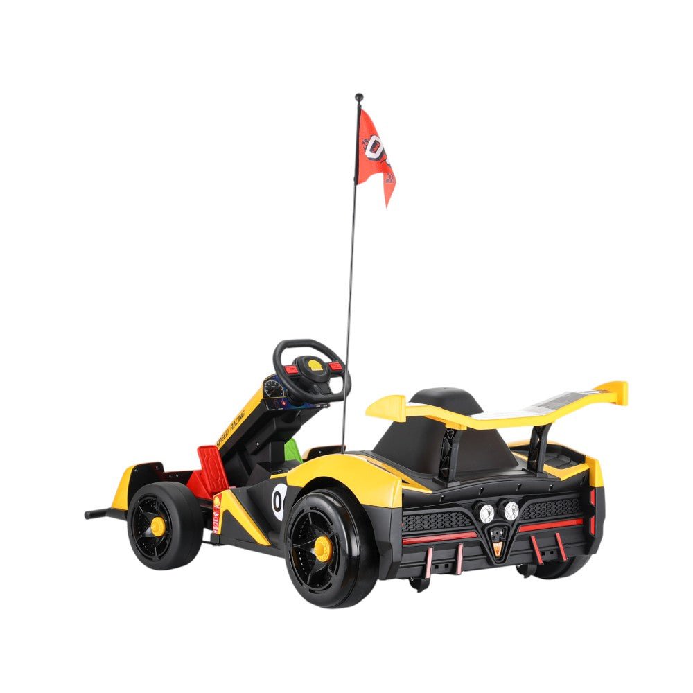 Carro Recargable Go-Kart Amarillo 12V Overseas