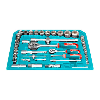Kit de Dados Socket Ratchet Mango 1/4" Y 1/2" Cr - V 72T / Set 94 Piezas - Total - Titan.com.pa - 6942210221513