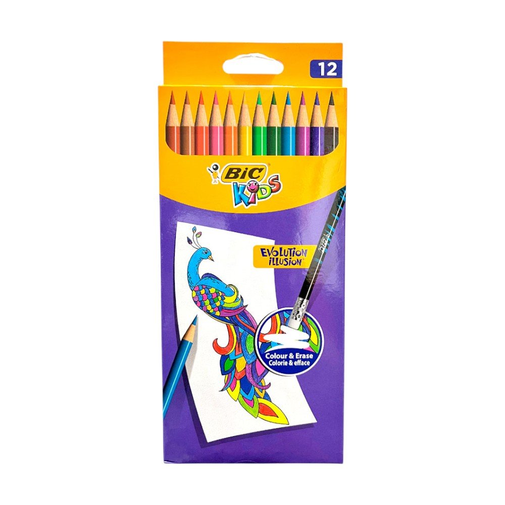 Lápices de Colores Bic Evolution / 12 Unidades / Borrables - Bic - Titan.com.pa - 3086123570894