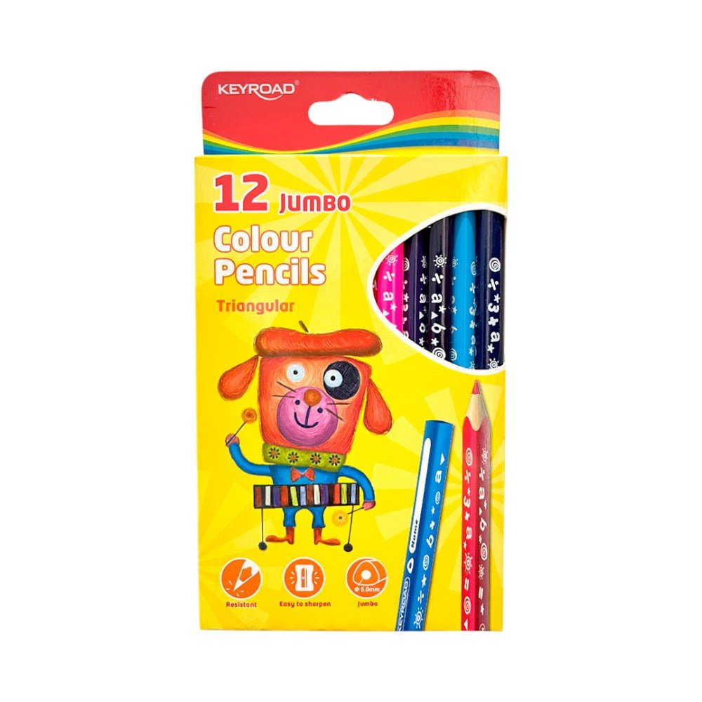 Lápices de Colores Keyroad / 12 Unidades / Jumbo / Triangular - KEYROAD - Titan.com.pa - 6954884576684