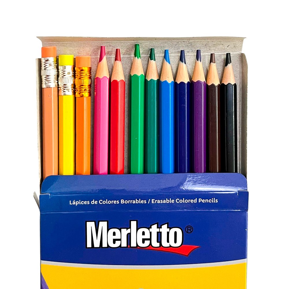 Lápices de Colores Merletto / Hexagonales Borrables – 12 Piezas - Merletto - Titan.com.pa - 7450119810510