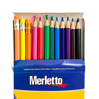 Lápices de Colores Merletto / Hexagonales Borrables – 12 Piezas - Merletto - Titan.com.pa - 7450119810510