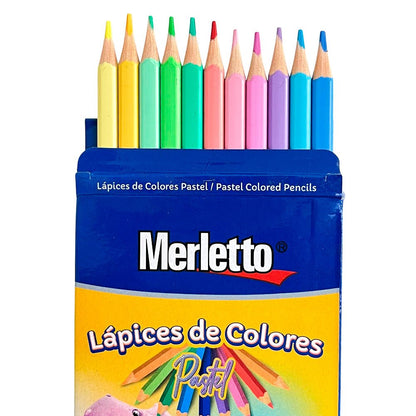 Lápices de Colores Merletto / Hexagonales Pastel – 12 Piezas - Merletto - Titan.com.pa - 7450119810541