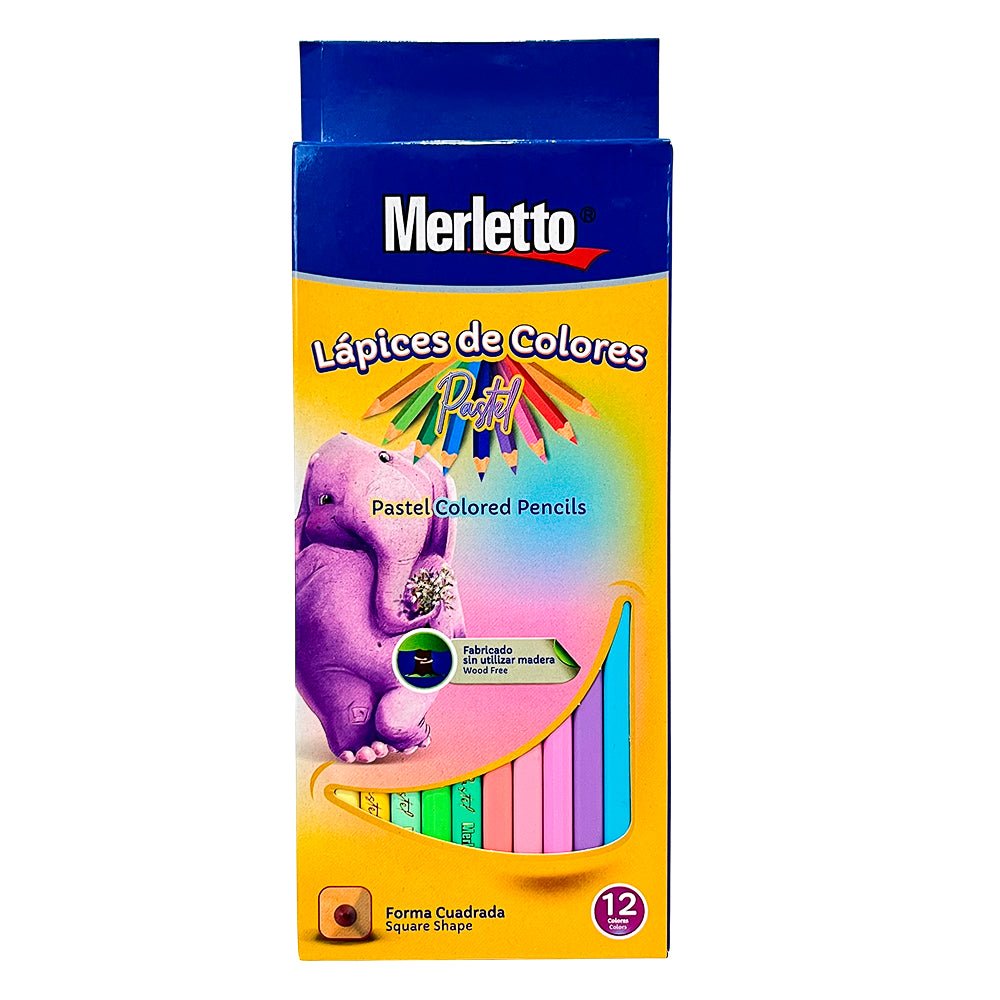 Lápices de Colores Merletto / Hexagonales Pastel – 12 Piezas - Merletto - Titan.com.pa - 7450119810541