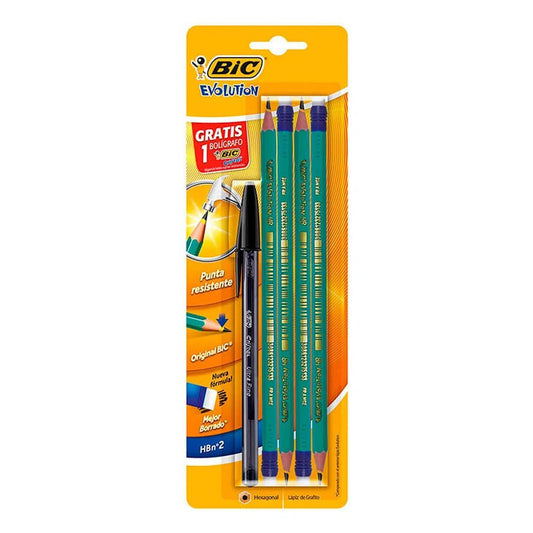 Lápiz Bic Evolution HB con Bolígrafo 4 Piezas