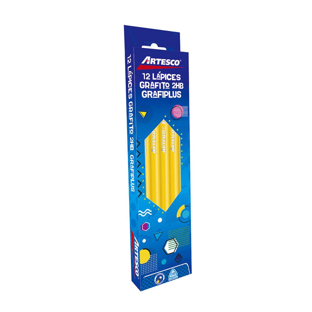 Lapíz Grafito Artesco Triangular HB de 12 Colores