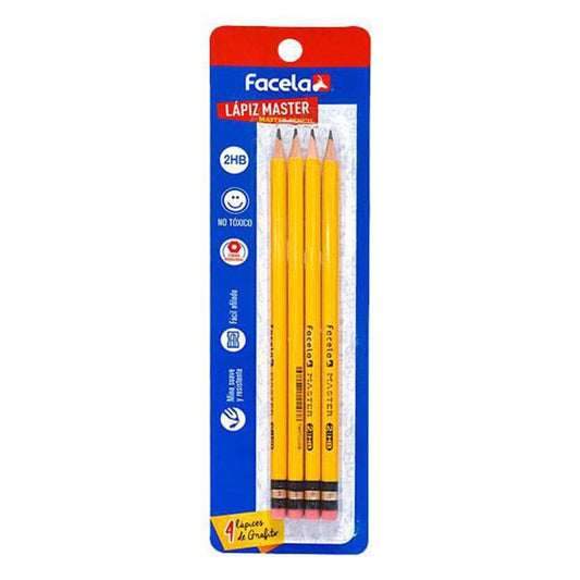 Lápiz Grafito Facela Master Triangular 4 Piezas