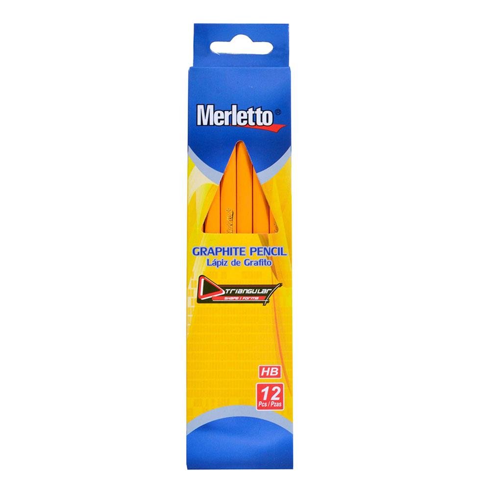 Lápiz Grafito Triangular Hb Merletto 12 Piezas