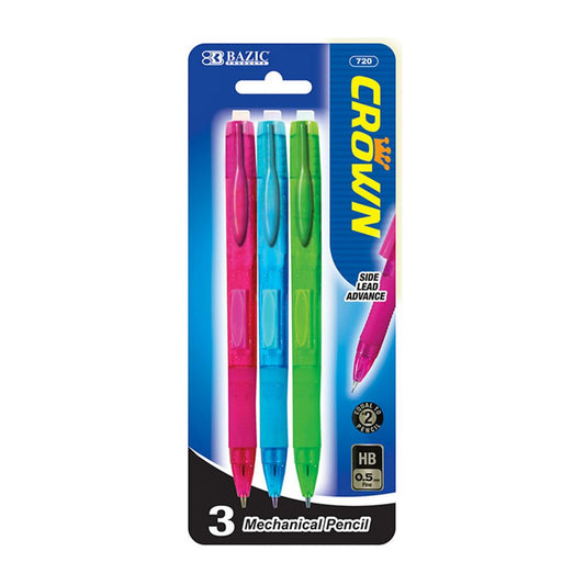 Lápiz Mecánico Bazic Crown de 0.5 mm 3 Piezas - Surtido