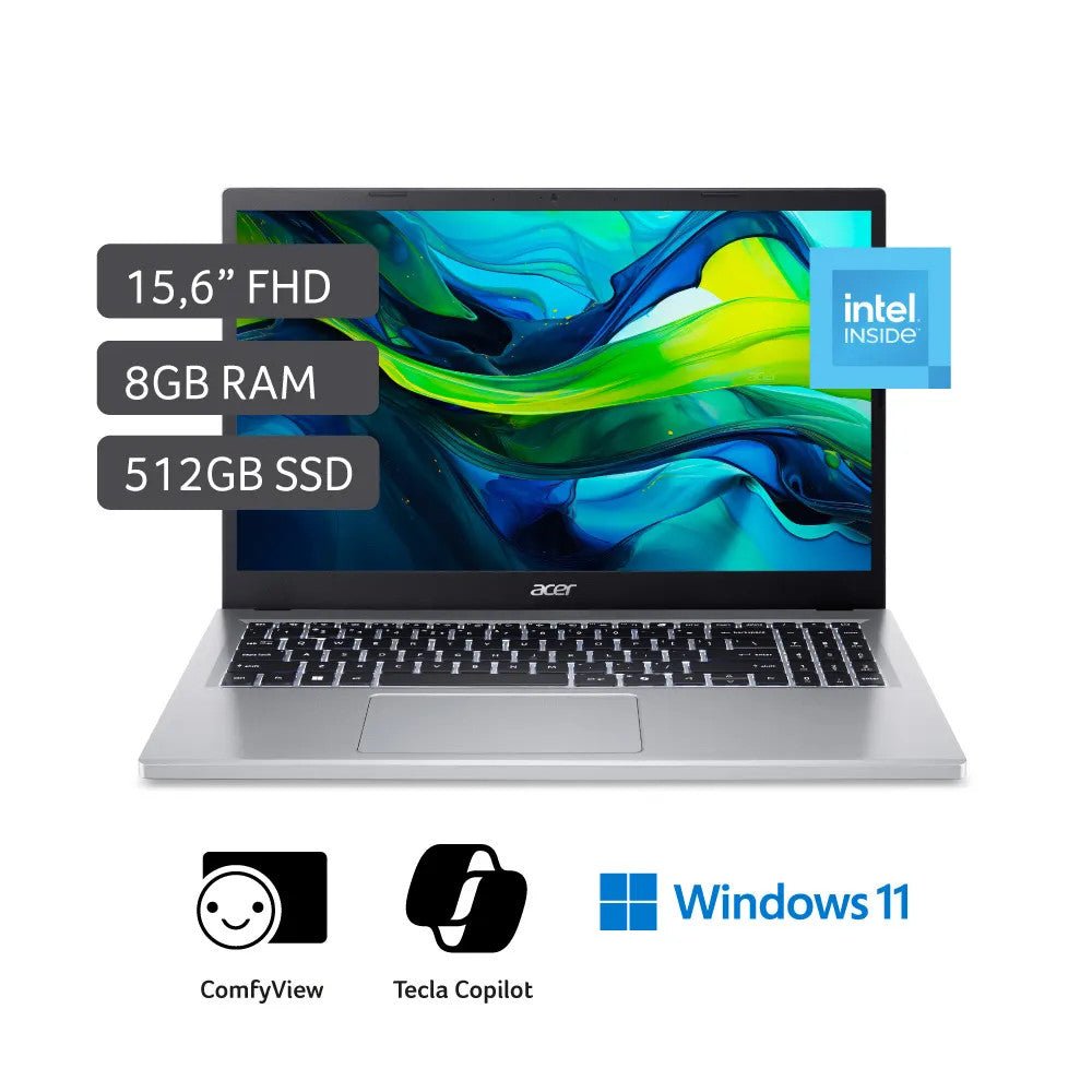 Laptop 15.6" Acer Ag15 - 31P - 36Cs / Ram 8G / 512Gb SSD / Silver - Acer - Titan.com.pa - 4711474040572