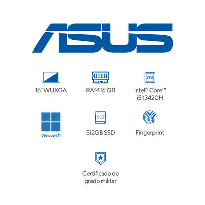 Laptop ASUS Vivobook Go 16" Core i5 / 512GB SSD / X1605VA-MB1805W - Asus | Titan.com.pa