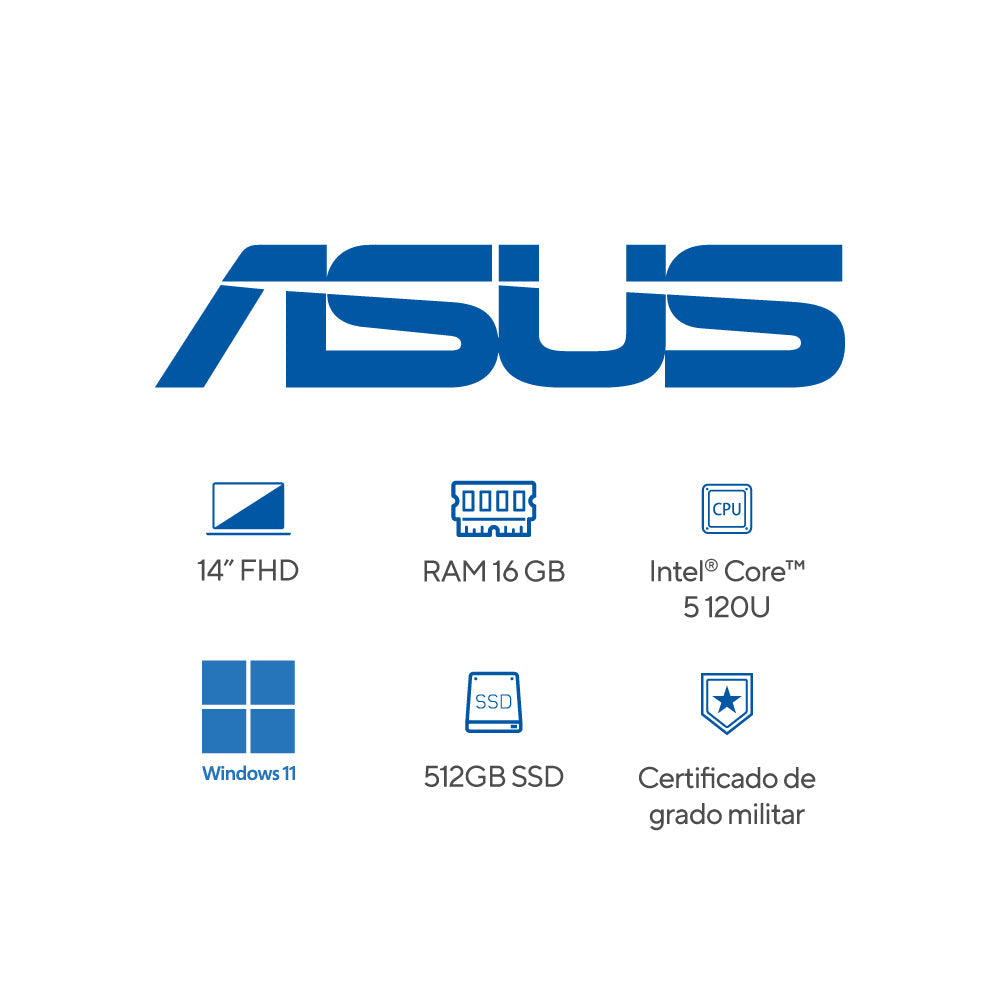 Laptop ASUS Vivobook Go / Intel Core 5 120U / 16GB / 512GB SSD / X1404VA-EB279W - Asus | Titan.com.pa