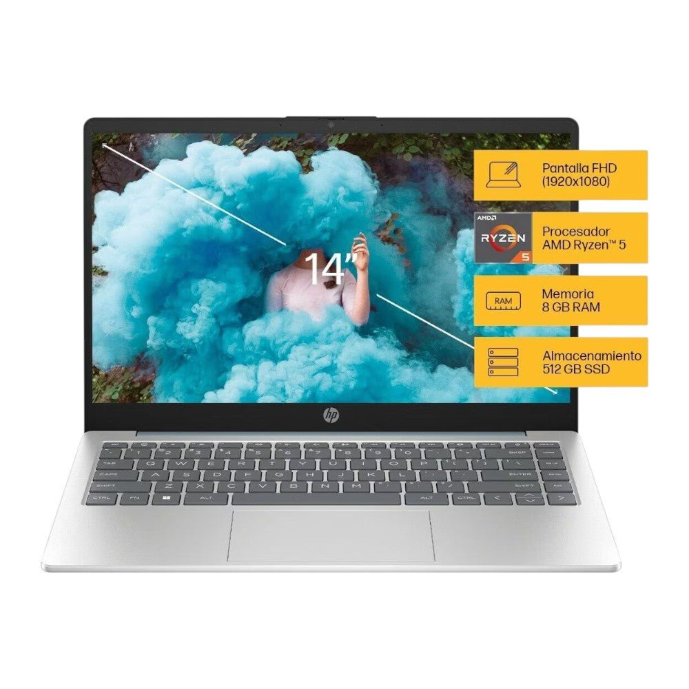 Laptop HP 14 - em0017la, Windows 11, 14", AMD Ryzen™ 5, 8GB RAM, 512GB SSD, FHD, OFF 365 - HP - Titan.com.pa - 198122843992