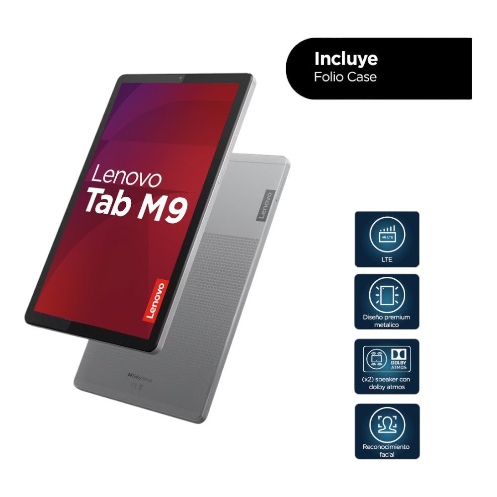 Lenovo Tab M9 4G LTE, 9" HD, MediaTek Helio G80, 4GB, 128GB + Folio Case + Film - Lenovo - Titan.com.pa - 196802845816