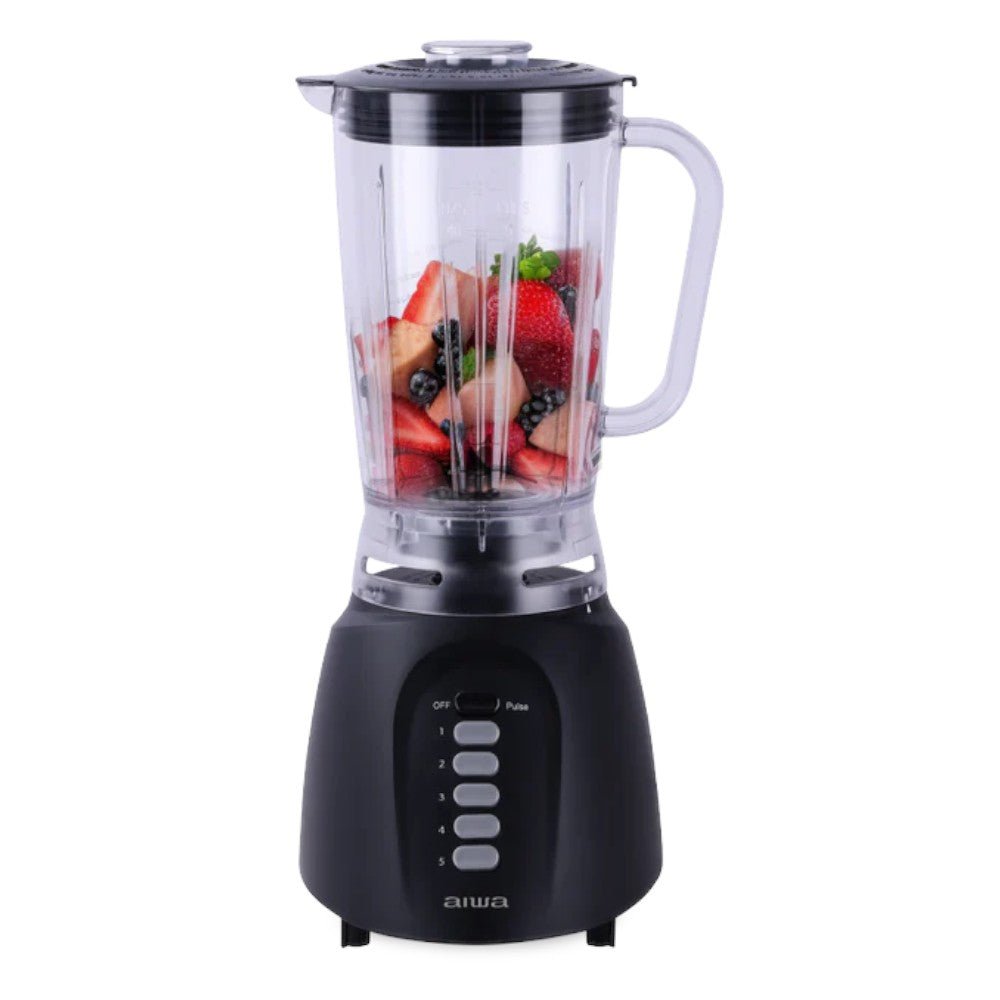 Licuadora 500W con jarra plástica de 1.5L. Ideal para batidos, jugos y más. Disponible en Titán Panamá.