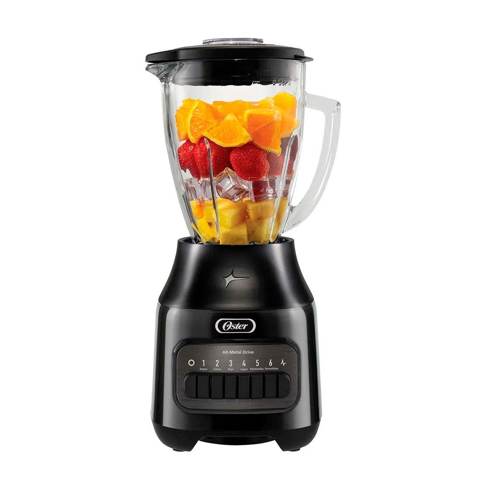 Licuadora Oster con Vaso de Vidrio 6 Velocidades 800W 1.5 Litros Negro - OSTER - 11094742