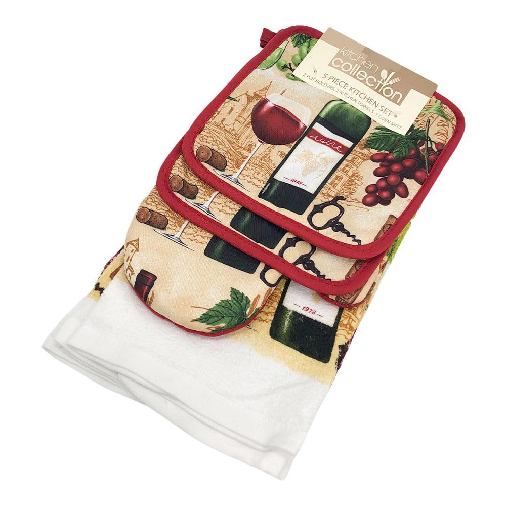 Limpión Guante y Agarrador Kitchen Collection Set de 5 Piezas Estampado