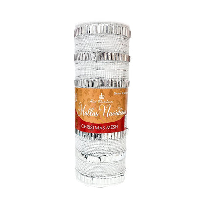 Malla Navideña Blanco - Plata / 27 x 10 Yardas / Miro Christmas - Miro Christmas - Titan.com.pa - 7450206256368