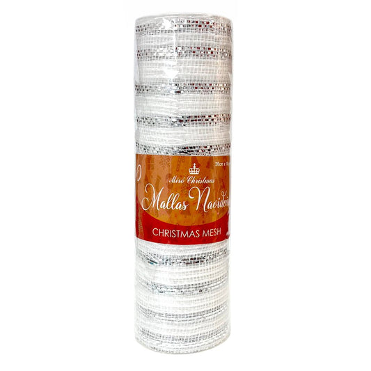 Malla Navideña Gris Plateada 27 cm x 10 yds / Miró Christmas - Miro Christmas - Titan.com.pa - 7450206257853