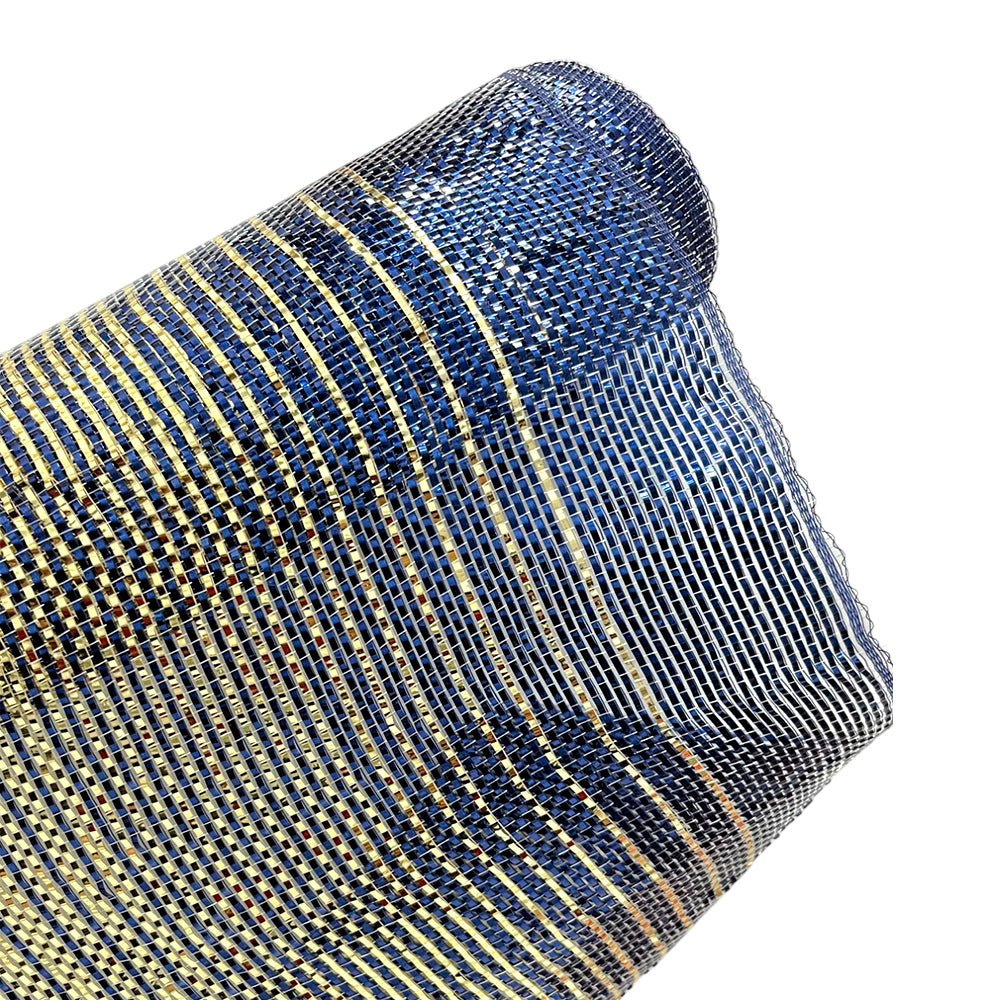 Malla Navideña / Miro Christmas / Azul y Dorada 53 x 10 Yardas - Miro Christmas - Titan.com.pa - 7450206257518