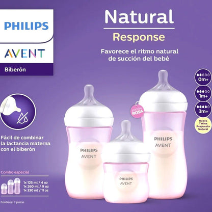 Mamaderas 3 Piezas Avent / Natural Response / Pink - Avent - Titan.com.pa - 8720689014106