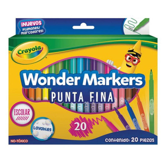 Marcador Crayola Punta Fina Lavable 20 Piezas