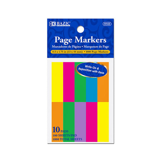 Marcadores de Página Autoadhesivos Bazic Neon 0.5" x 1.75"