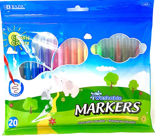 Marcadores Escolares Bazic Pf X20 Colores -Surt