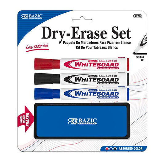 Marcadores Para Tablero Bazic Con Borrador 3 Piezas - Surtido