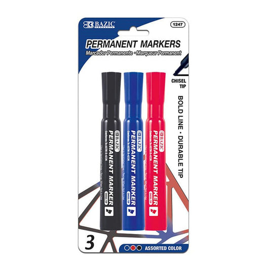 Marcadores Permanentes Bazic 3 Piezas - Surtido