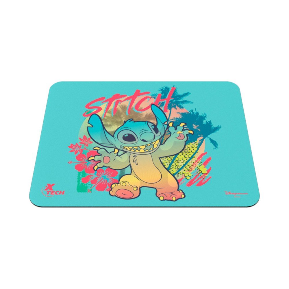 Mouse pad Xtech Stitch azul con superficie de tela y base antideslizante. Precisión, velocidad y diseño divertido para tu escritorio. En Titán Panamá.