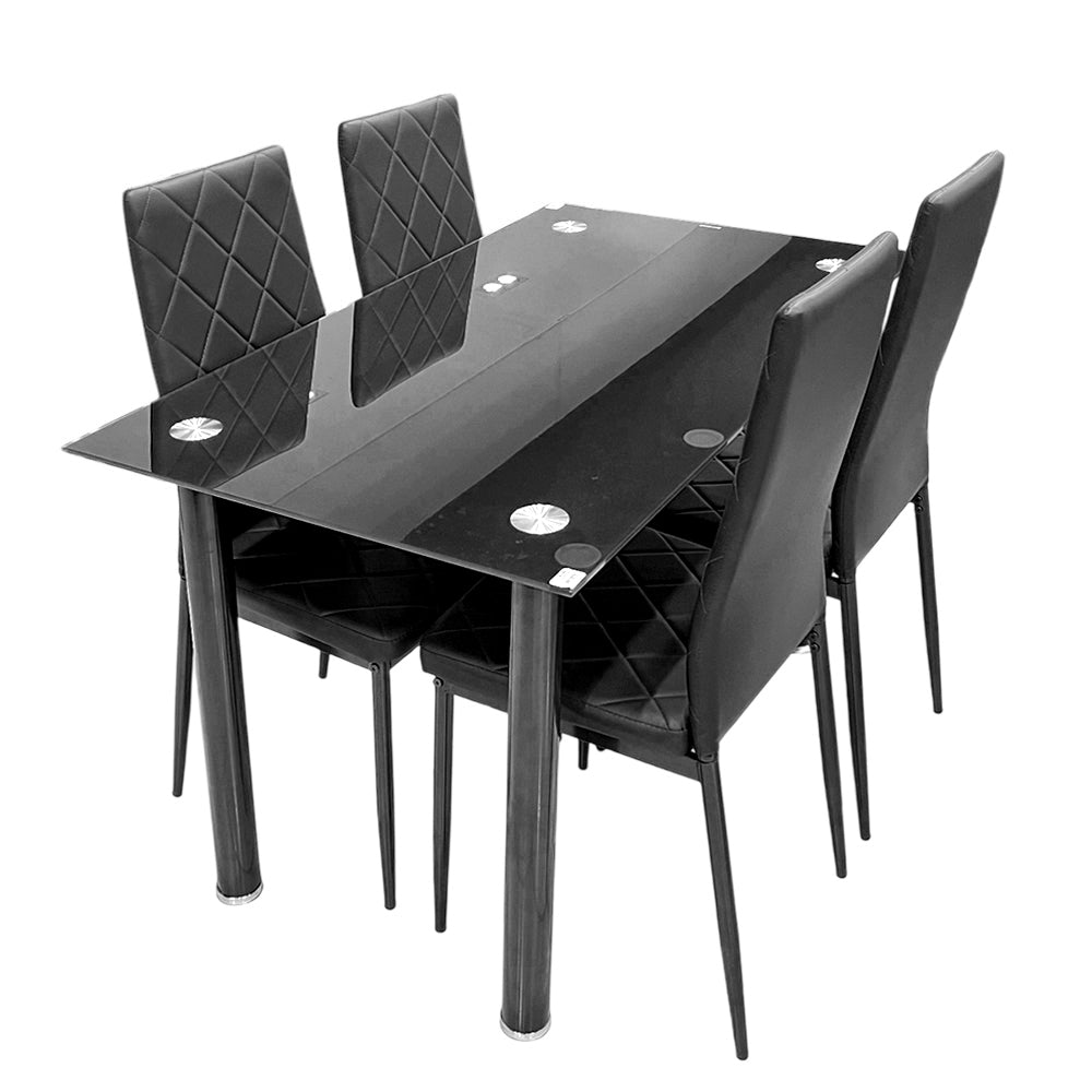 Comedor Elements Furniture / 4 Puestos de Metal / Con Vidrio Black