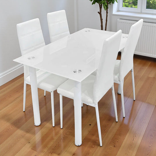 Comedor Elements Furniture / 4 Puestos de Metal / Con Vidrio Blanco