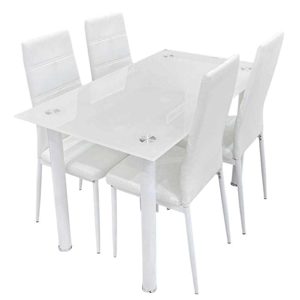 Comedor Elements Furniture / 4 Puestos de Metal / Vidrio Blanco