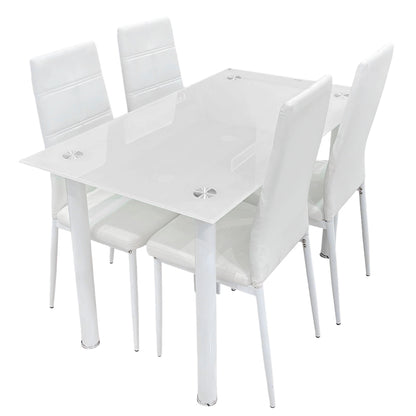 Comedor Elements Furniture / 4 Puestos de Metal / Vidrio Blanco
