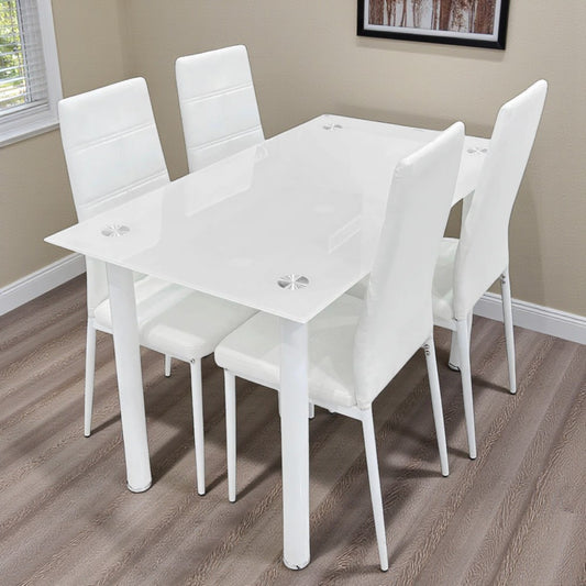 Comedor Elements Furniture / 4 Puestos de Metal / Vidrio Blanco