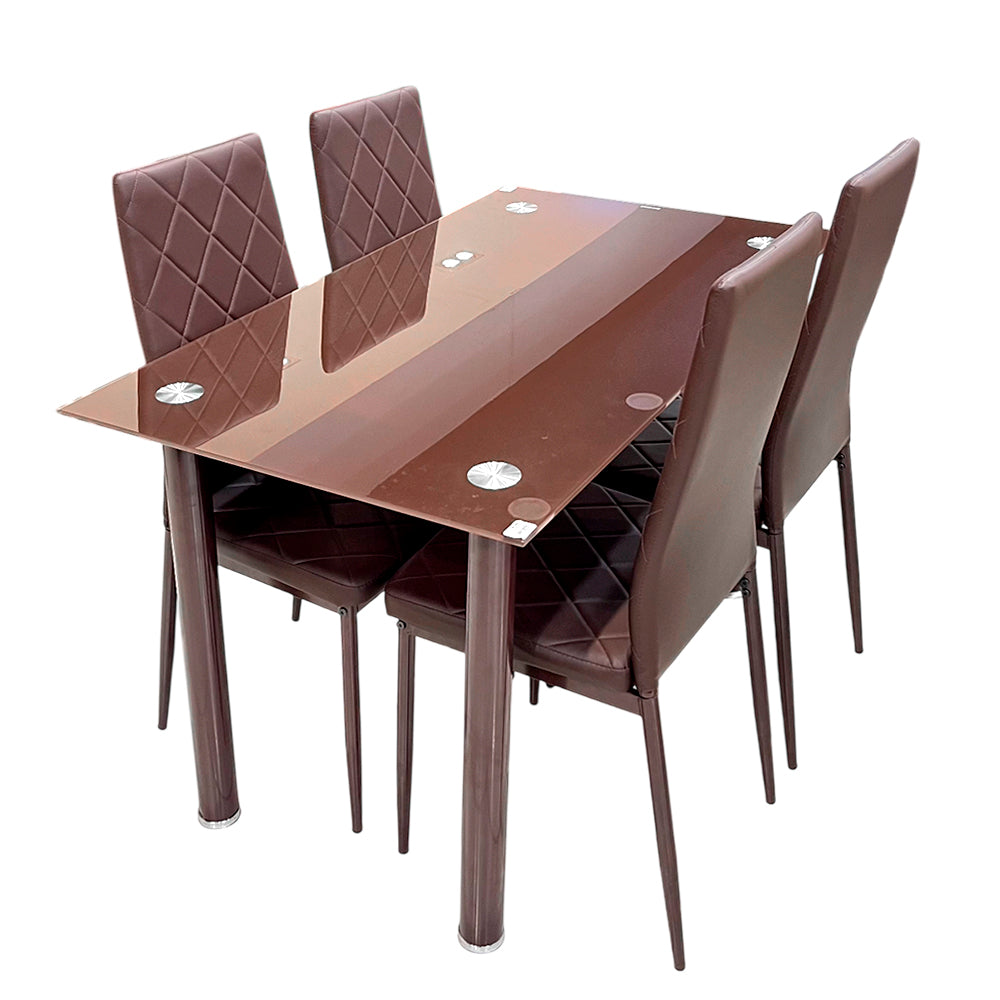 Comedor Elements Furniture 4 Puestos de Metal / Vidrio Chocolate