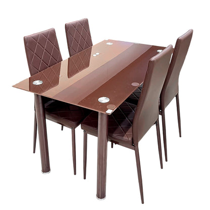 Comedor Elements Furniture 4 Puestos de Metal / Vidrio Chocolate
