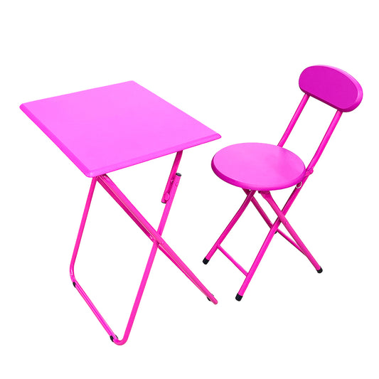 Mesa Con Silla Plegables Elements Furniture / MDF-Metal / Rosado