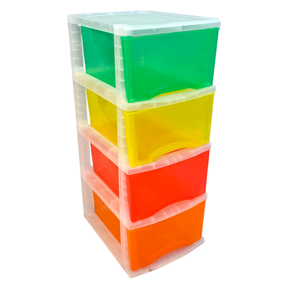 Gavetero plástico colores Elements Furniture de 4 gavetas.