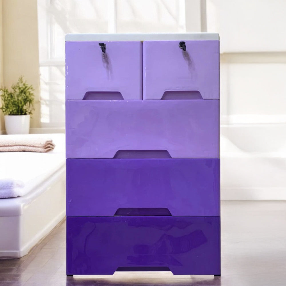 Gavetero de Plástico Elements Furniture 4 Niveles / 5 Gavetas / Morado