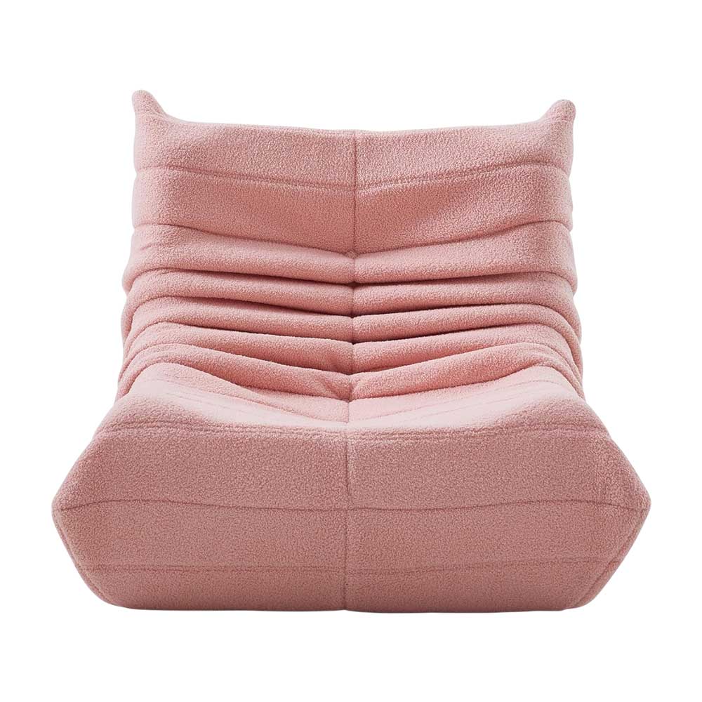 Sofá 1 Puesto Modasi Rosado / Estilo Puff Lounge / Tela Teddy